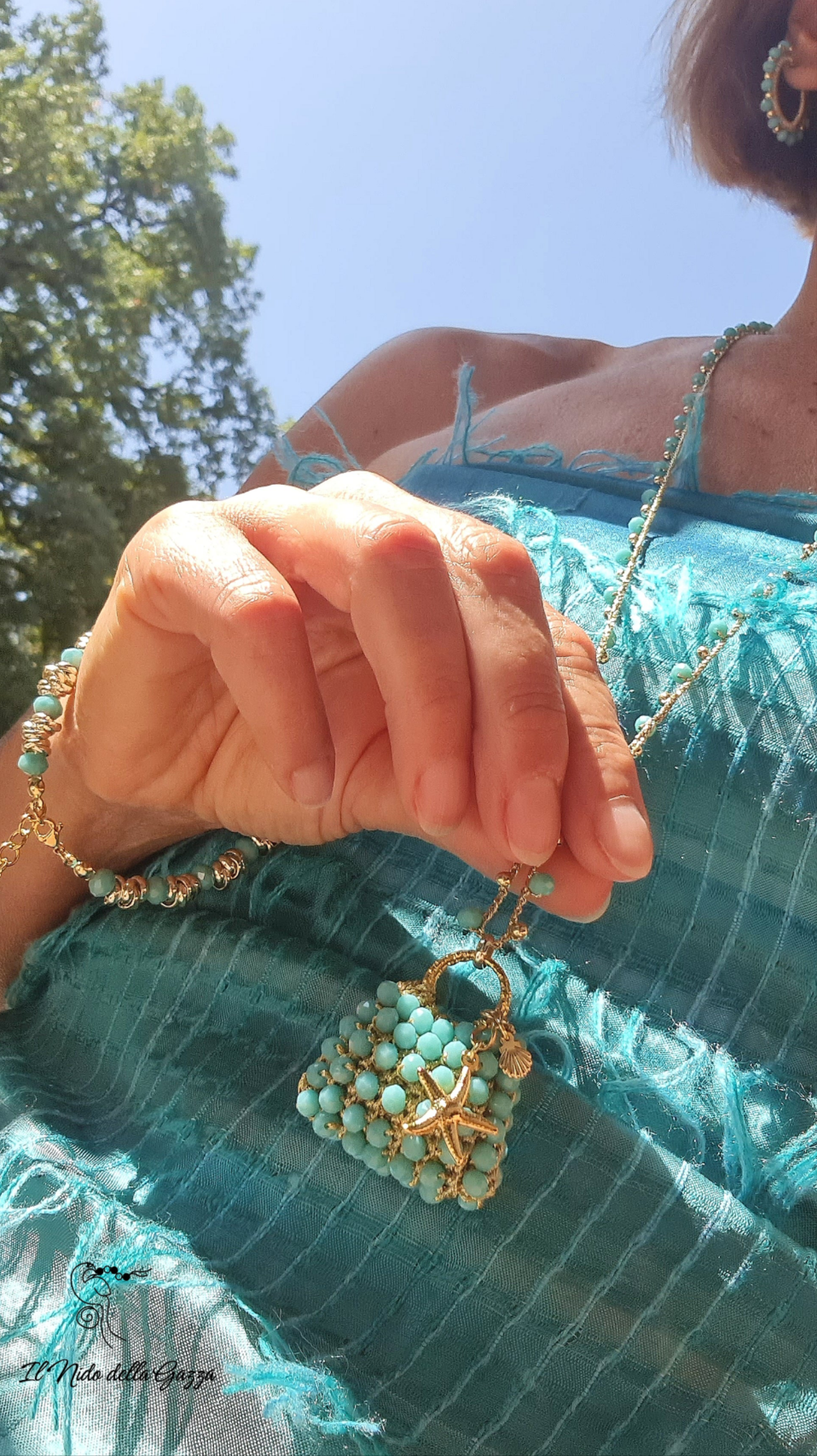 Collana Mini Bag Turchese