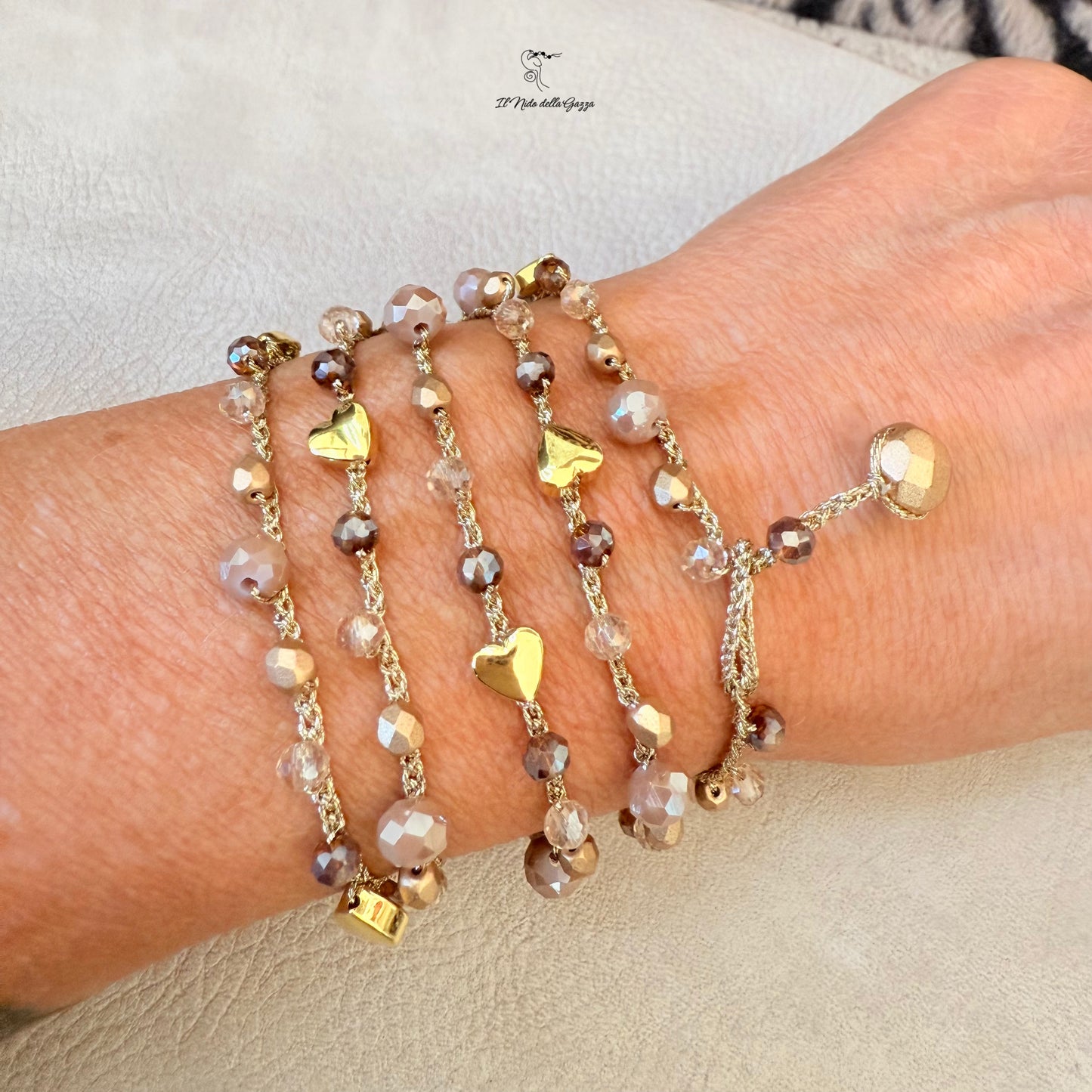 Collana Crochet Cuore di Champagne