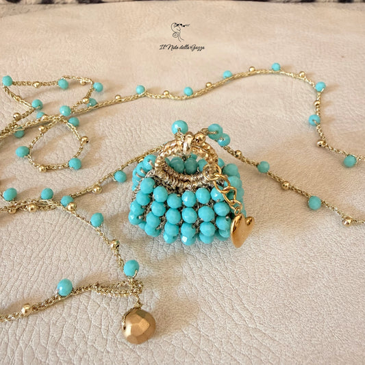 Collana Ciondolo Mini Bag-Turchese