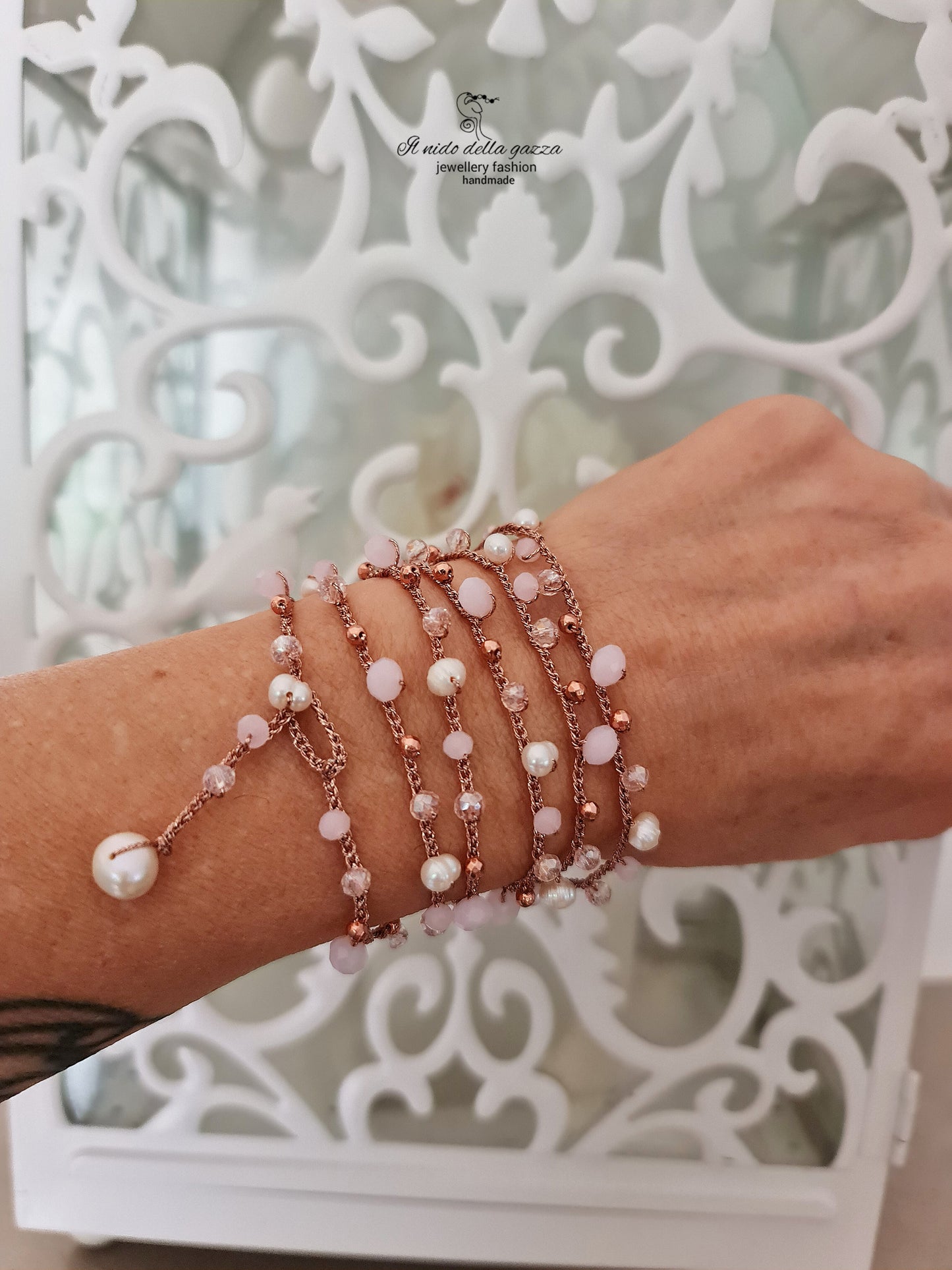 Collana Crochet Perle Rosè
