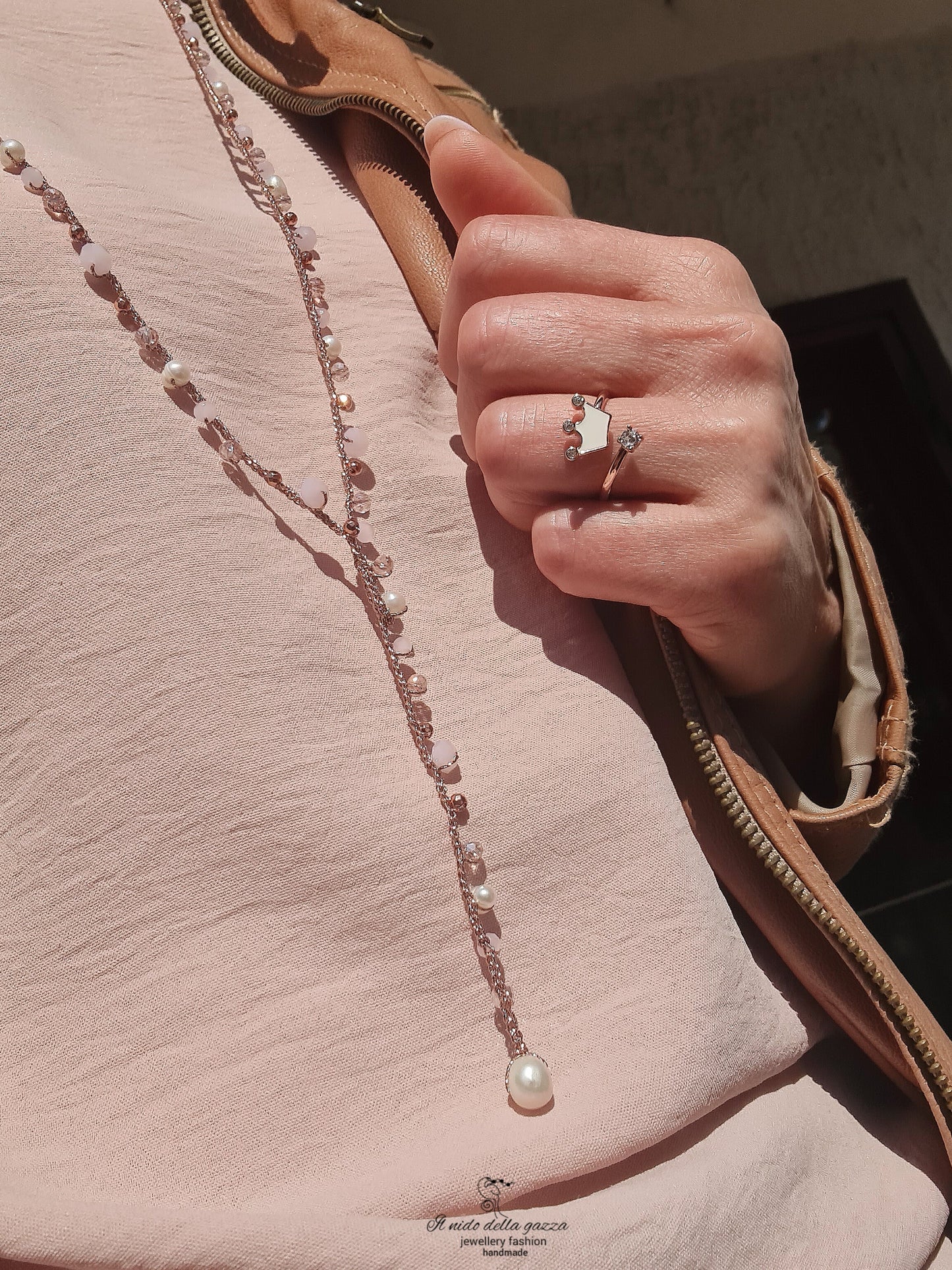Collana Crochet Perle Rosè