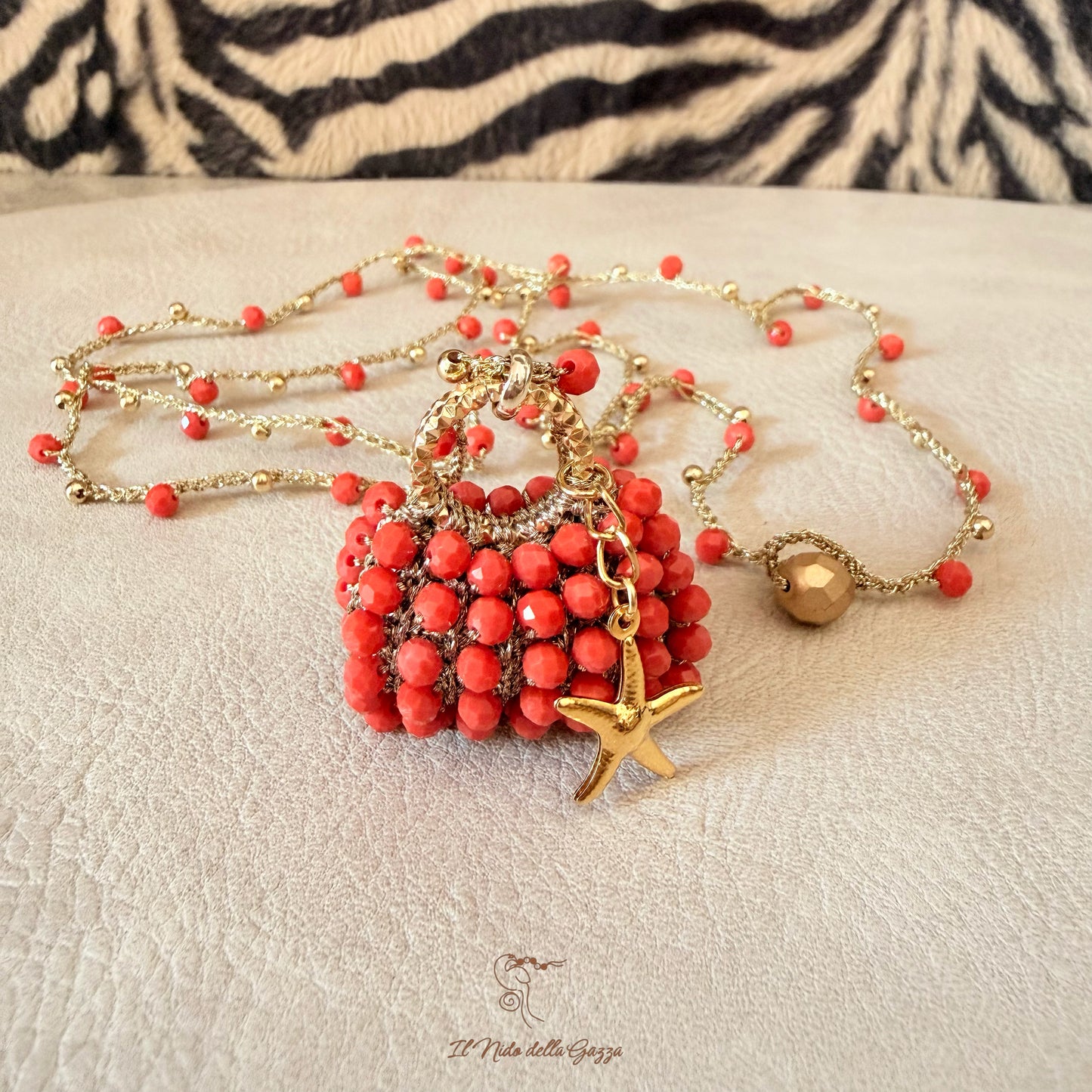Collana Ciondolo Mini Bag-Corallo