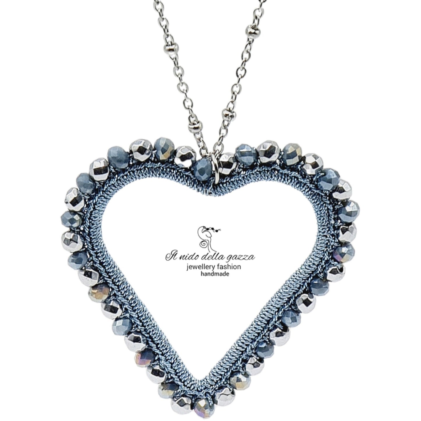 Crochet Heart Pendant Necklace