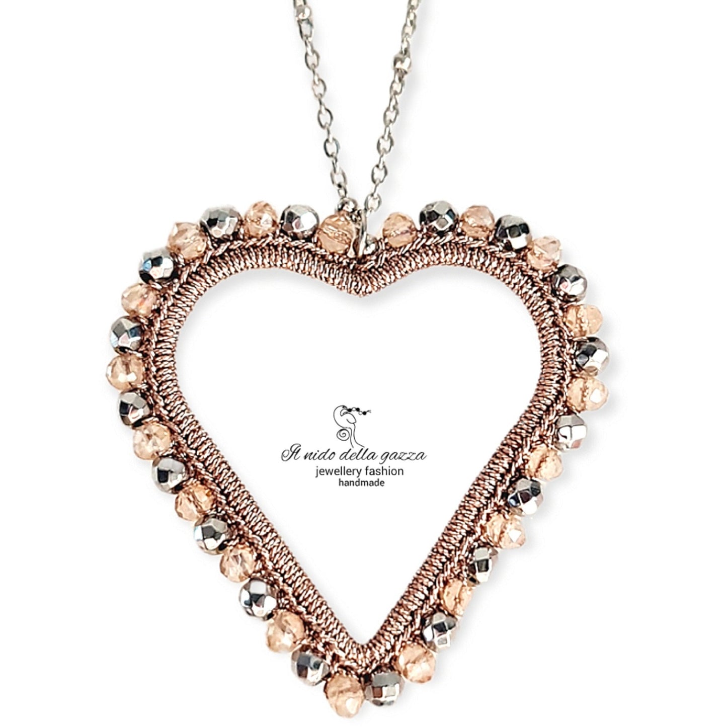 Crochet Heart Pendant Necklace