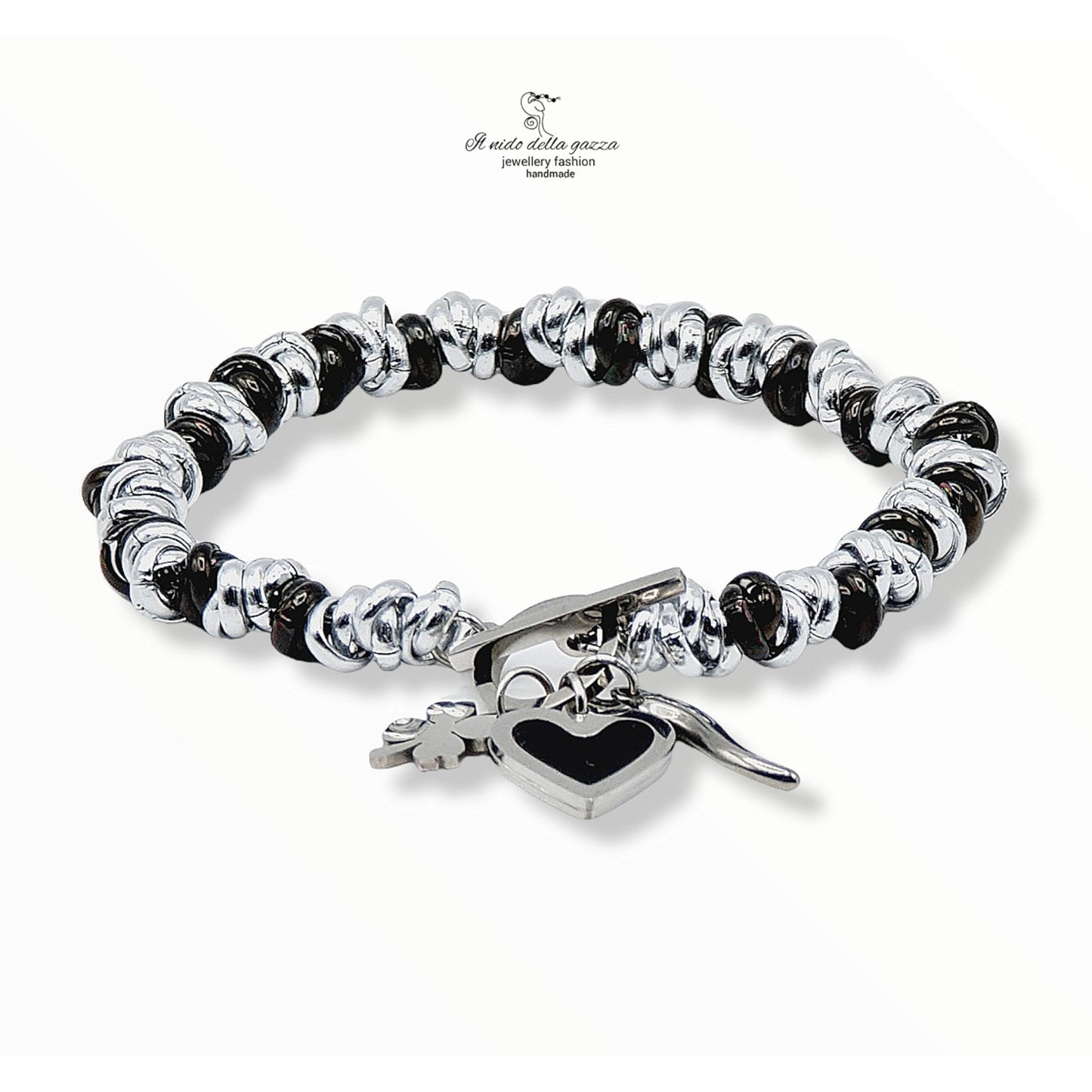 Black Heart Charm Bracelet
