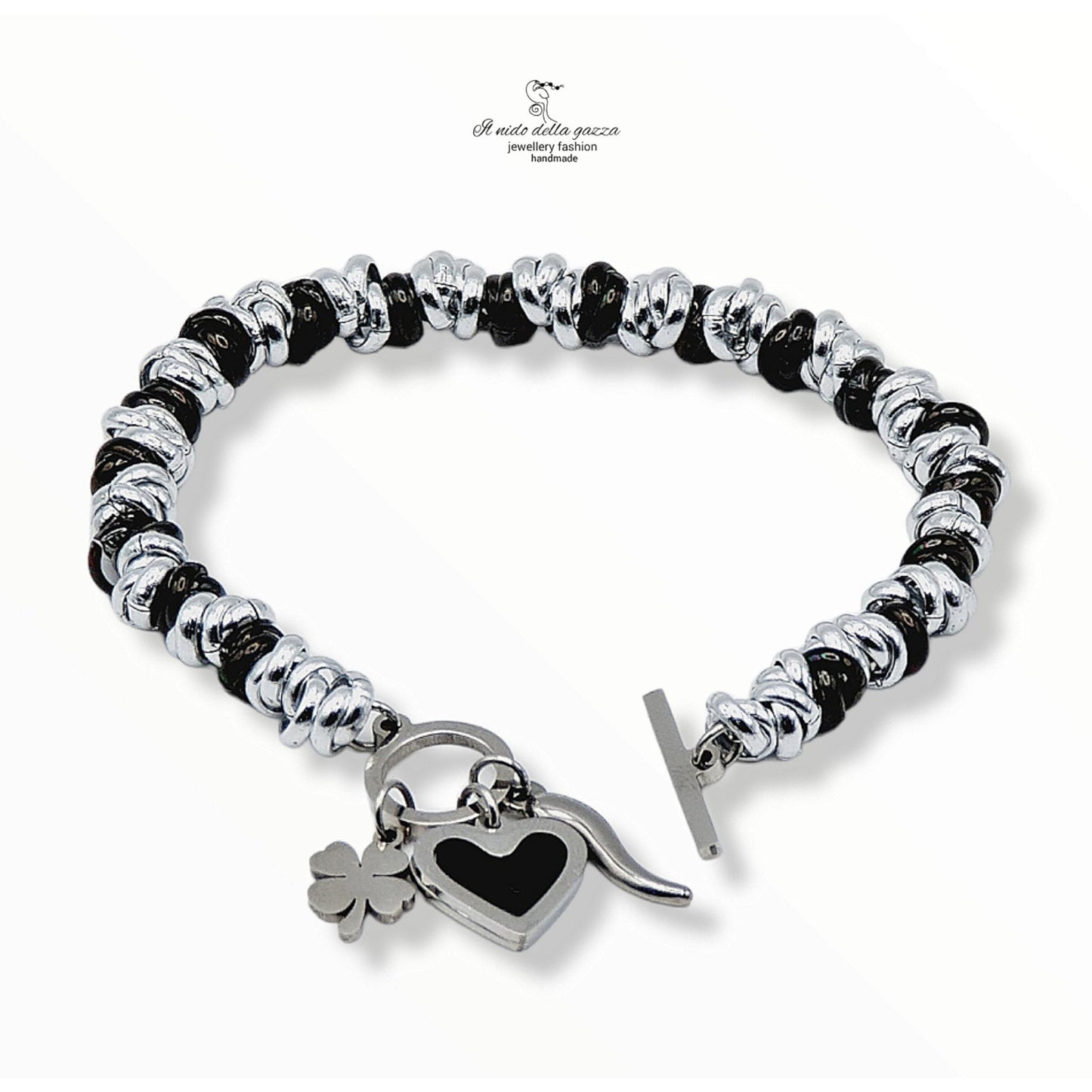 Black Heart Charm Bracelet