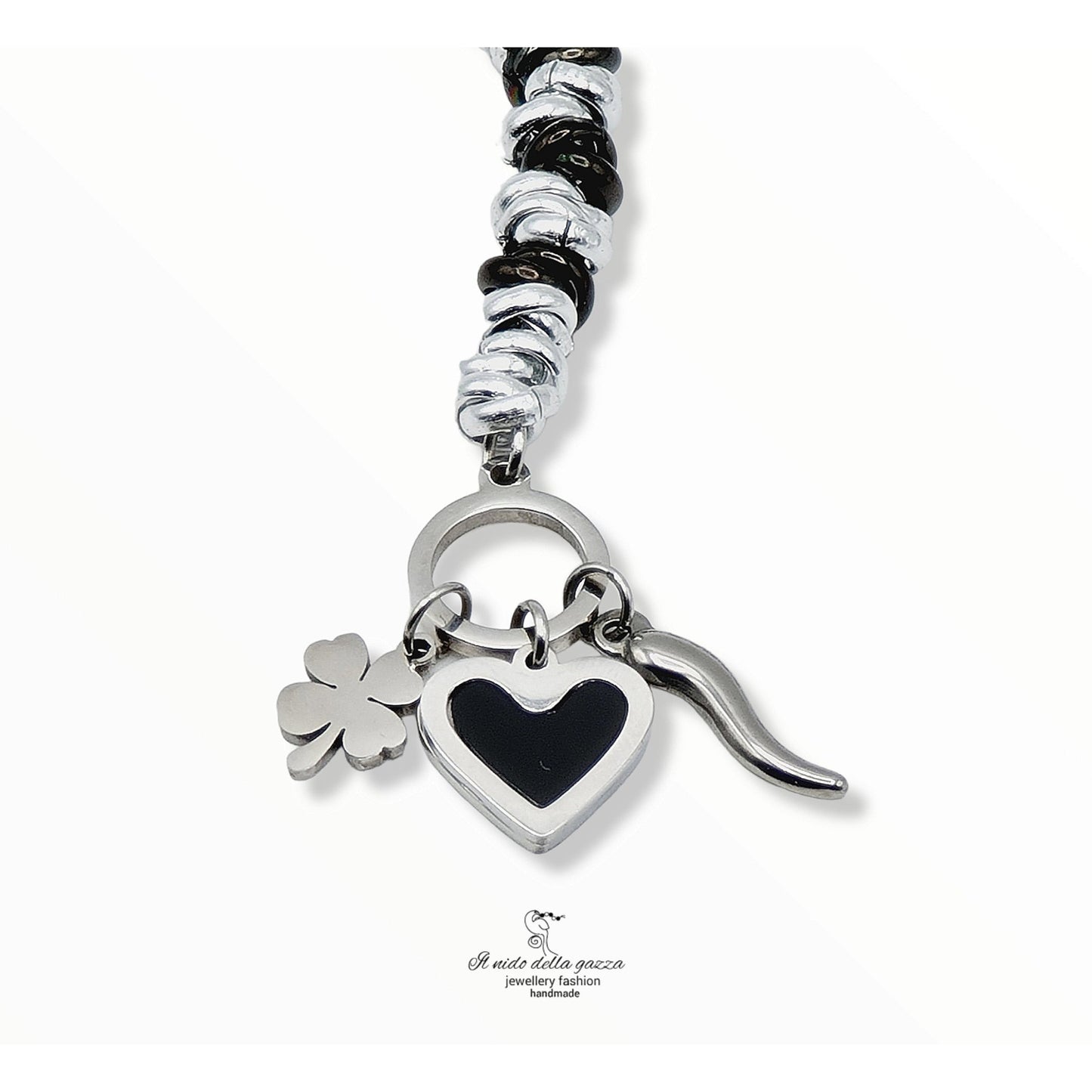 Black Heart Charm Bracelet
