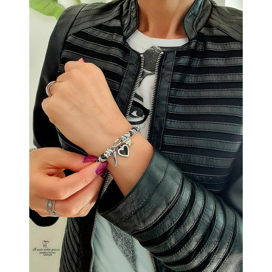 Bracciale Charm Cuore Nero