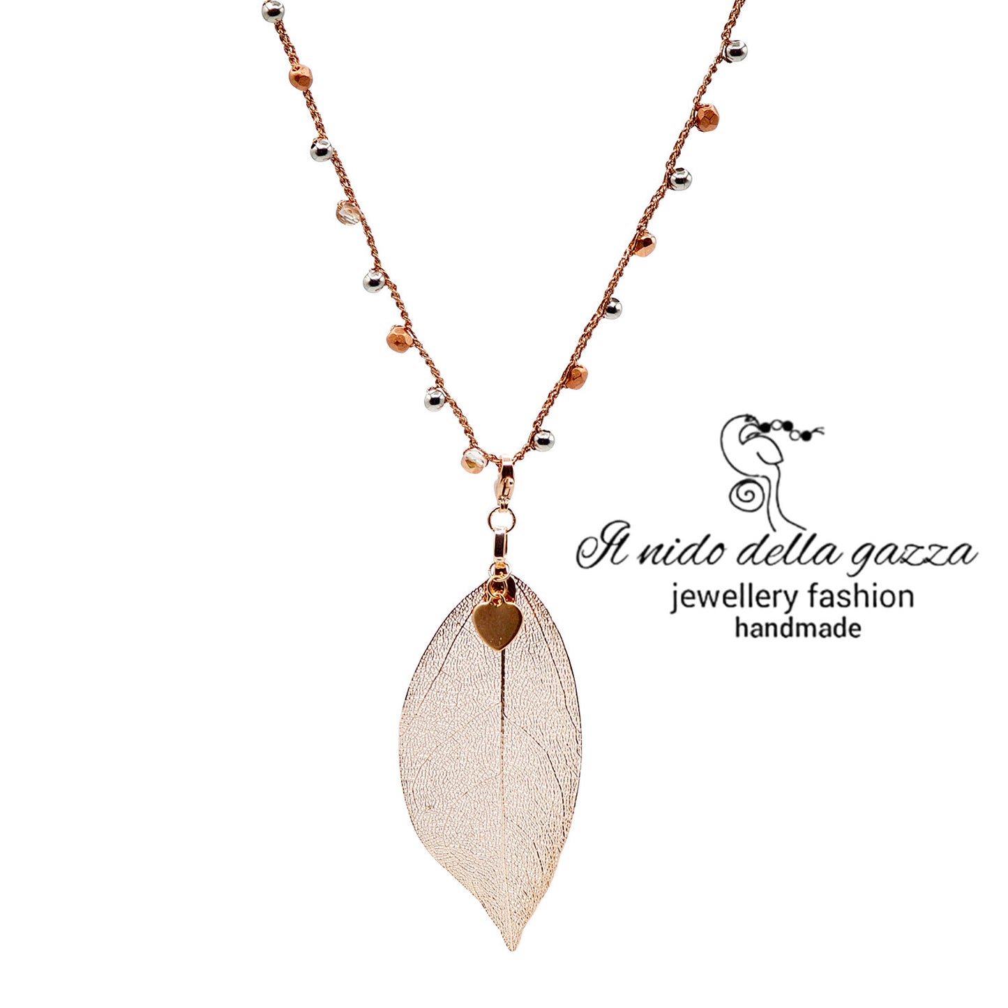 Gold Pink Crochet Necklace