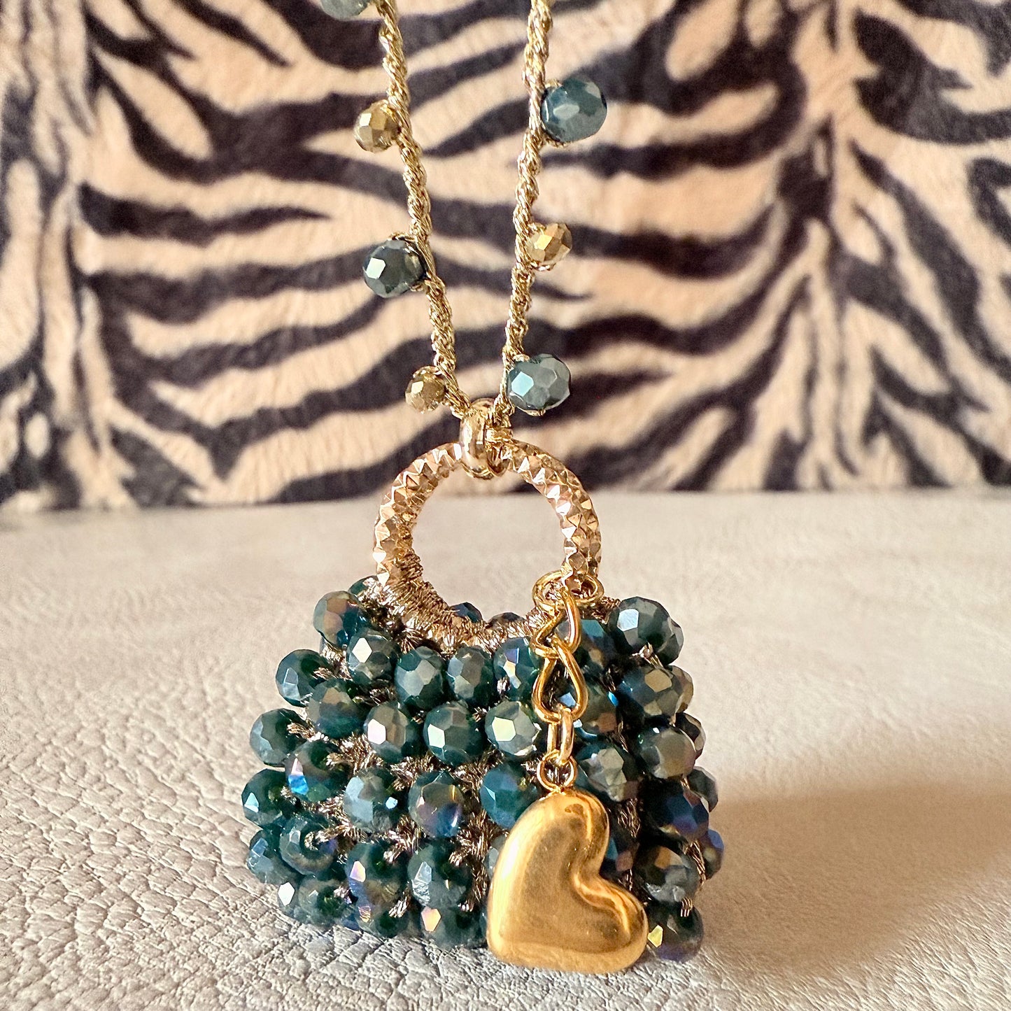 Collana Ciondolo Mini Bag - Verde Iridescente