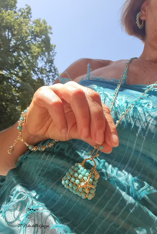 Collana Mini Bag Turchese