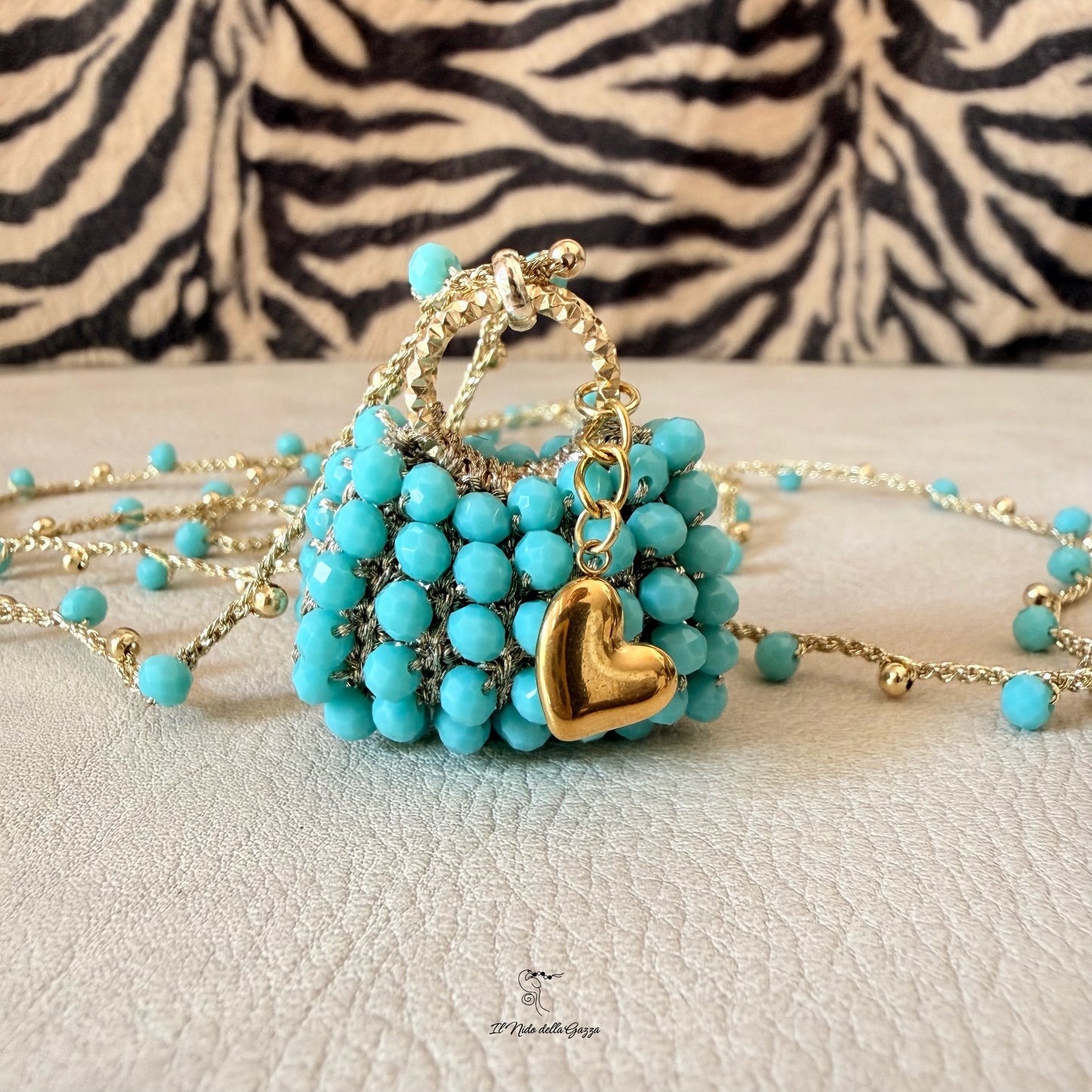 Collana Ciondolo Mini Bag-Turchese