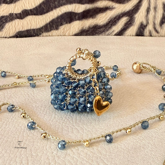 Collana Ciondolo Mini Bag Blu Avio