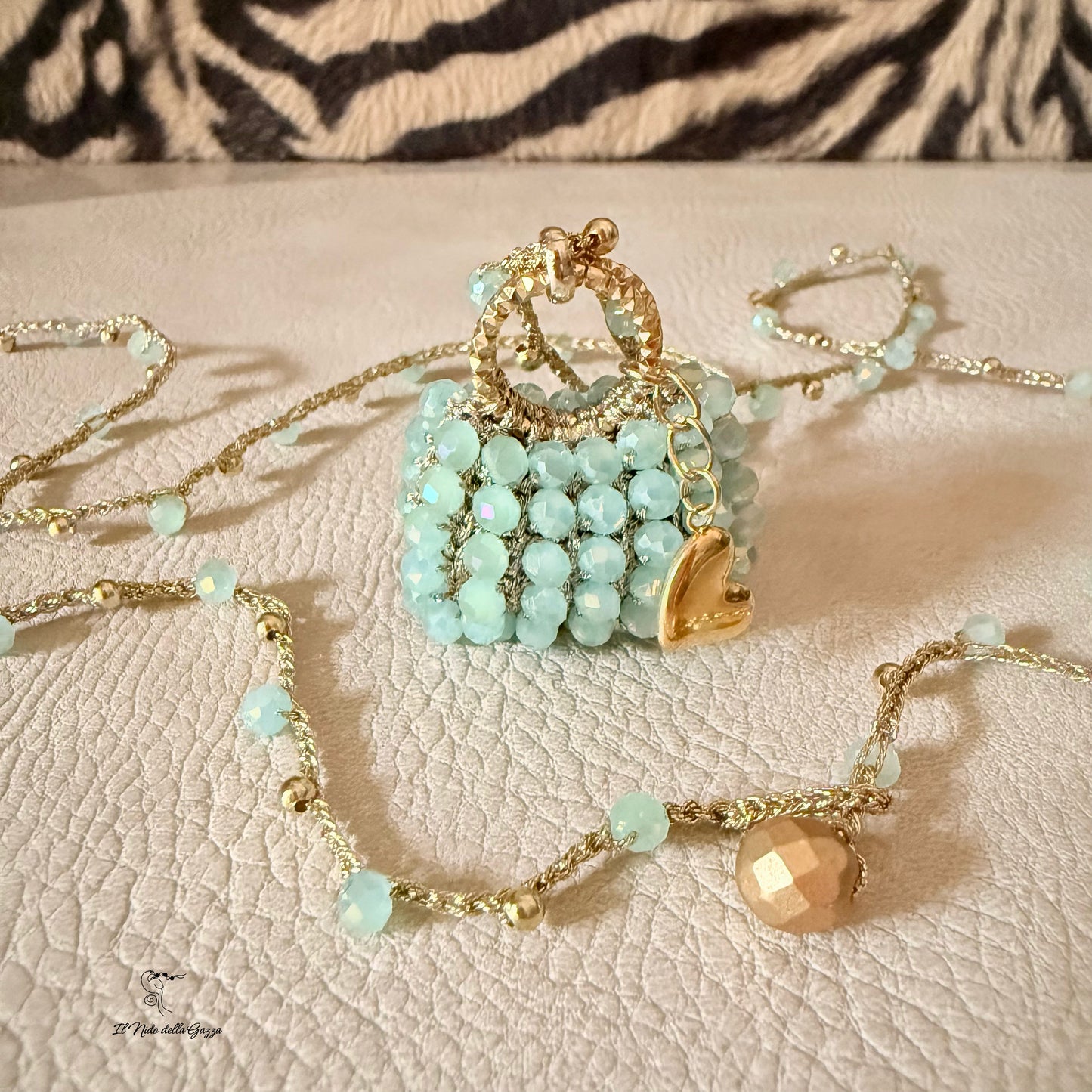 Collana Ciondolo Mini Bag - Verde Acqua