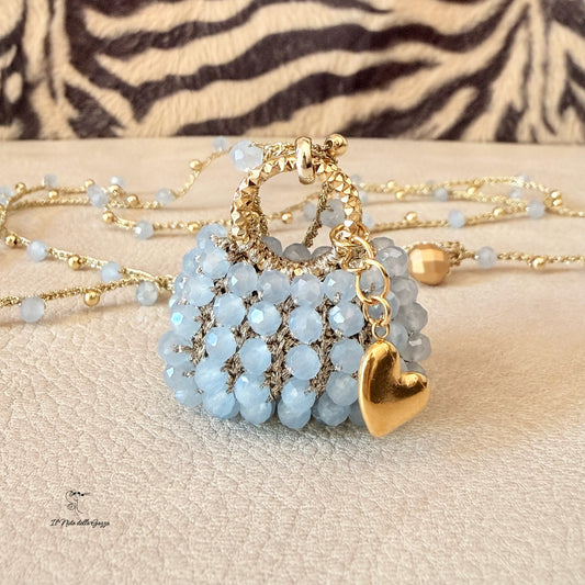 Collana Ciondolo Mini Bag-Azzurro