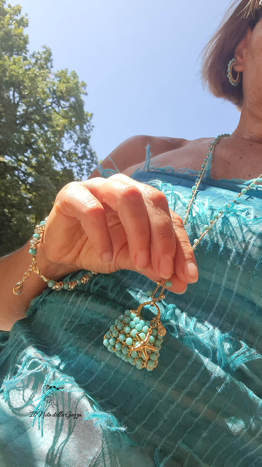 Collana Mini Bag Turchese